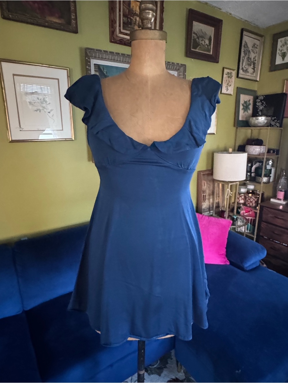 Kimchi Blue Blue Ruffle-Shoulder Mini Dress